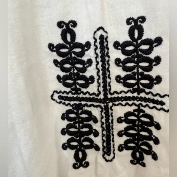 Karen Kane | Boho Peasant Embroidered Cotton Women Top Cream (Off white) Med - Picture 3 of 13